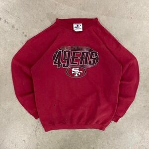 Vintage 90s San Francisco 49ers Logo Athletic NFL Red Crewneck Sweatshirt